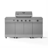TYTUS Grills - Fresno 5-Burner LP/NG Convertible Grill in Gunmetal + Carbon Wood - Gray - Angle_Zoom