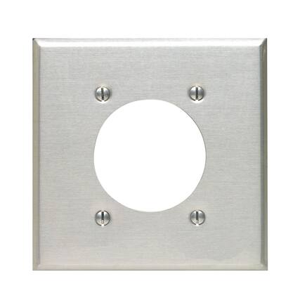 Front. Leviton - Leviton Silver 2 gang Aluminum Single Outlet Wall Plate 1 pk - Silver.