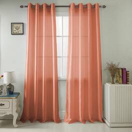 RT Designers Collection - Nancy Faux Silk Grommet Curtain Panel - 54" x 84" - Coral