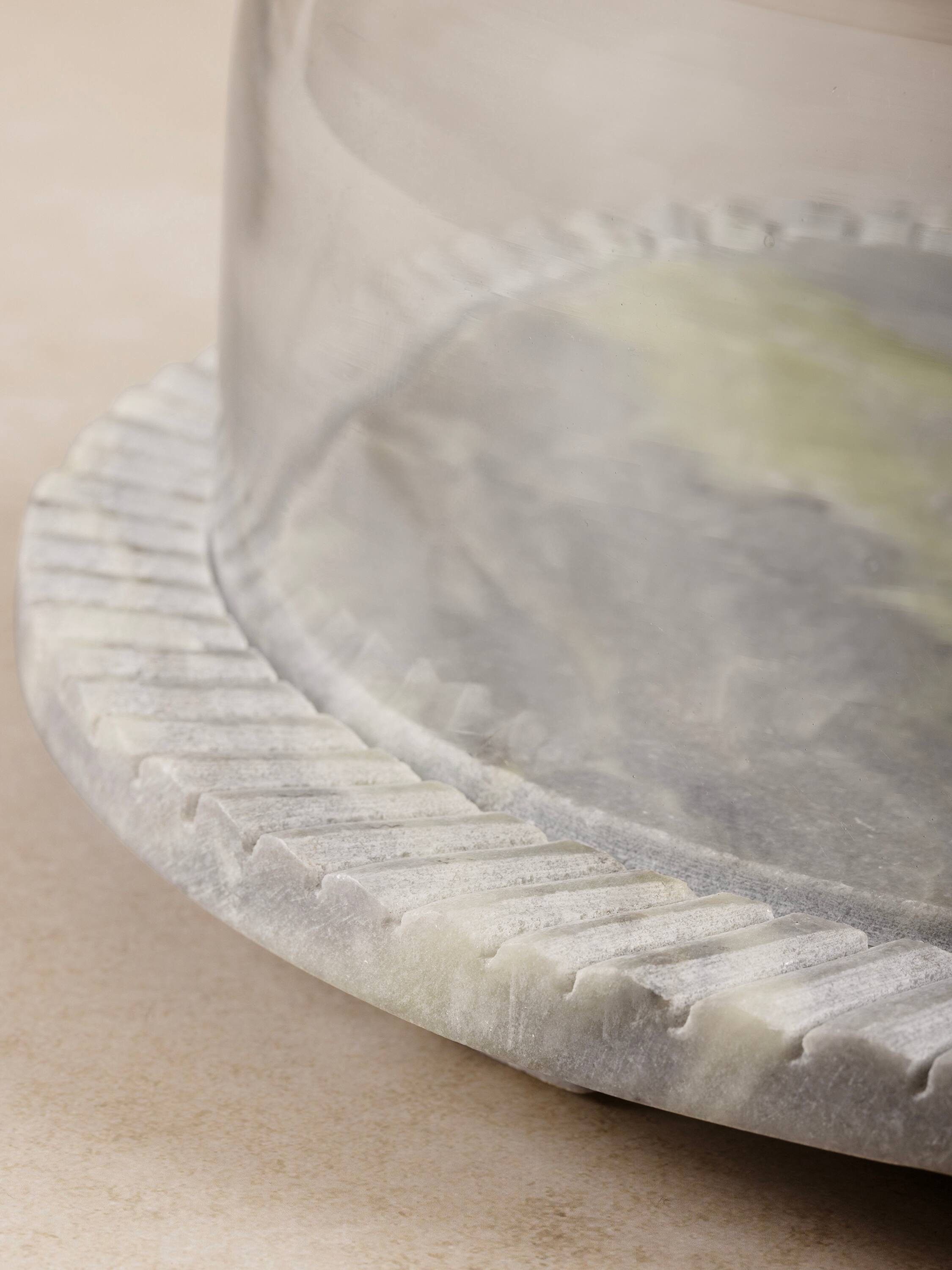 Left. GAURI KOHLI - Blinq Serving Board with Cloche - Shades of green.