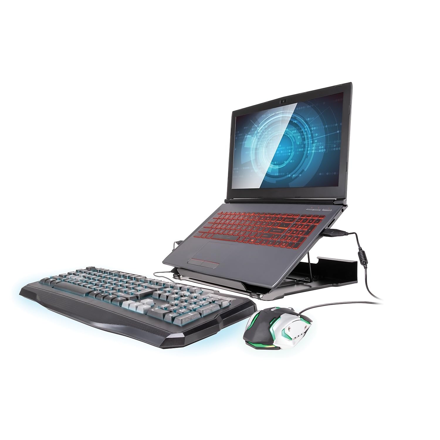 Alt View 2. HongFei - Metal Art Ventilated Adjustable Laptop Stand - Black.