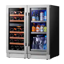 Ca'Lefort - 30 Inch Wine Cooler Beverage Refrigerator, Hold 100 Cans and 28 Bottles Dual Zone Wine and Beverage Fridge - Stainless Steel