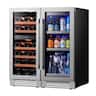 Ca'Lefort - 30 Inch Wine Cooler Beverage Refrigerator, Hold 100 Cans and 28 Bottles Dual Zone Wine and Beverage Fridge - Stainless Steel