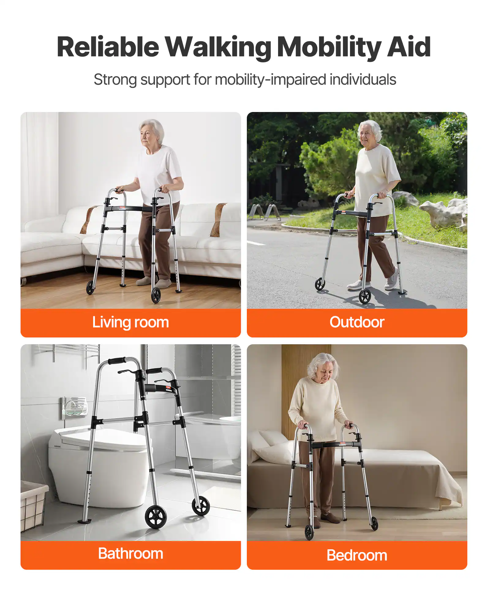 Reliable Walking Mobility Aid

Strong support for mobility-impaired individuals

Living room  
Outdoor  
Bathroom  
Bedroom
