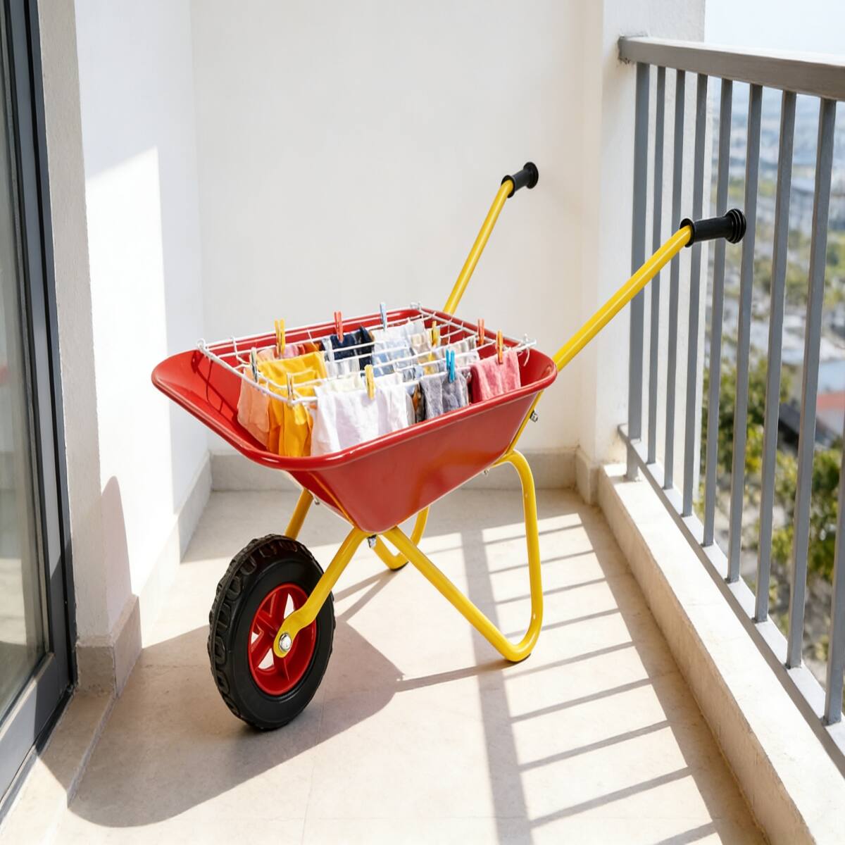Alt View 8. Loheer - Loheer Kids Metal Wheelbarrow Red Garden Cart for Toddlers 33LBS.