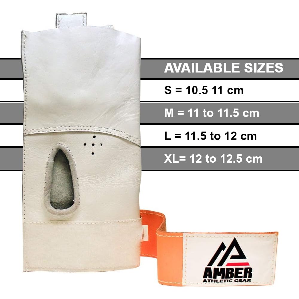 AVAILABLE SIZES  
S = 10.5 to 11 cm  
M = 11 to 11.5 cm  
L = 11.5 to 12 cm  
XL = 12 to 12.5 cm  

AMBER ATHLETIC GEAR