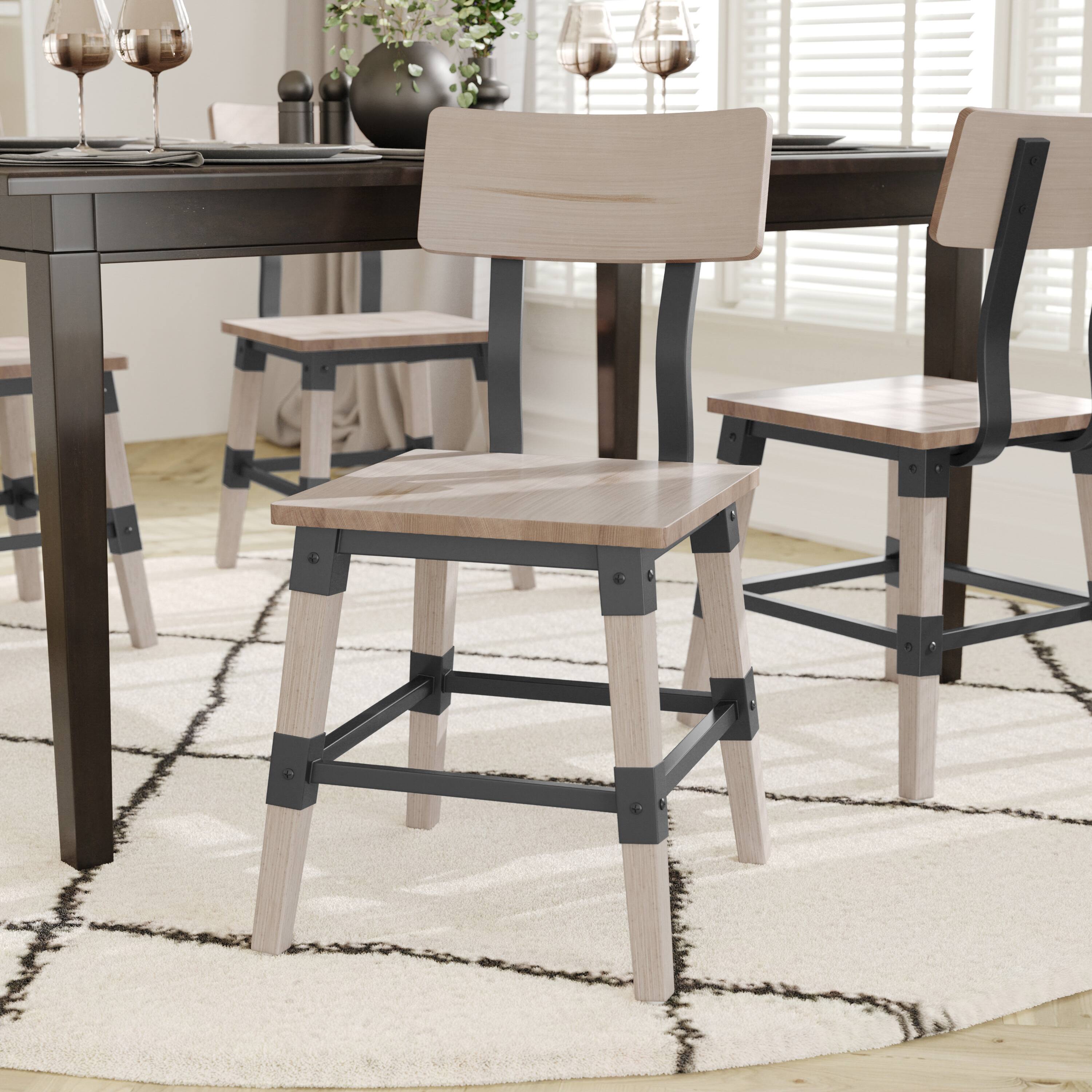 Alt View 4. Emma + Oliver - 2 Pack Commercial Grade Rustic Antique Industrial Style Wood Dining Chair - Antique White.