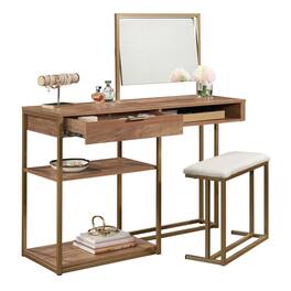 Spaco - Vanity Cabinet with Chic Storage Organizer, Drawer Open Shelf and Metal Frame, for Bedroom - Brown