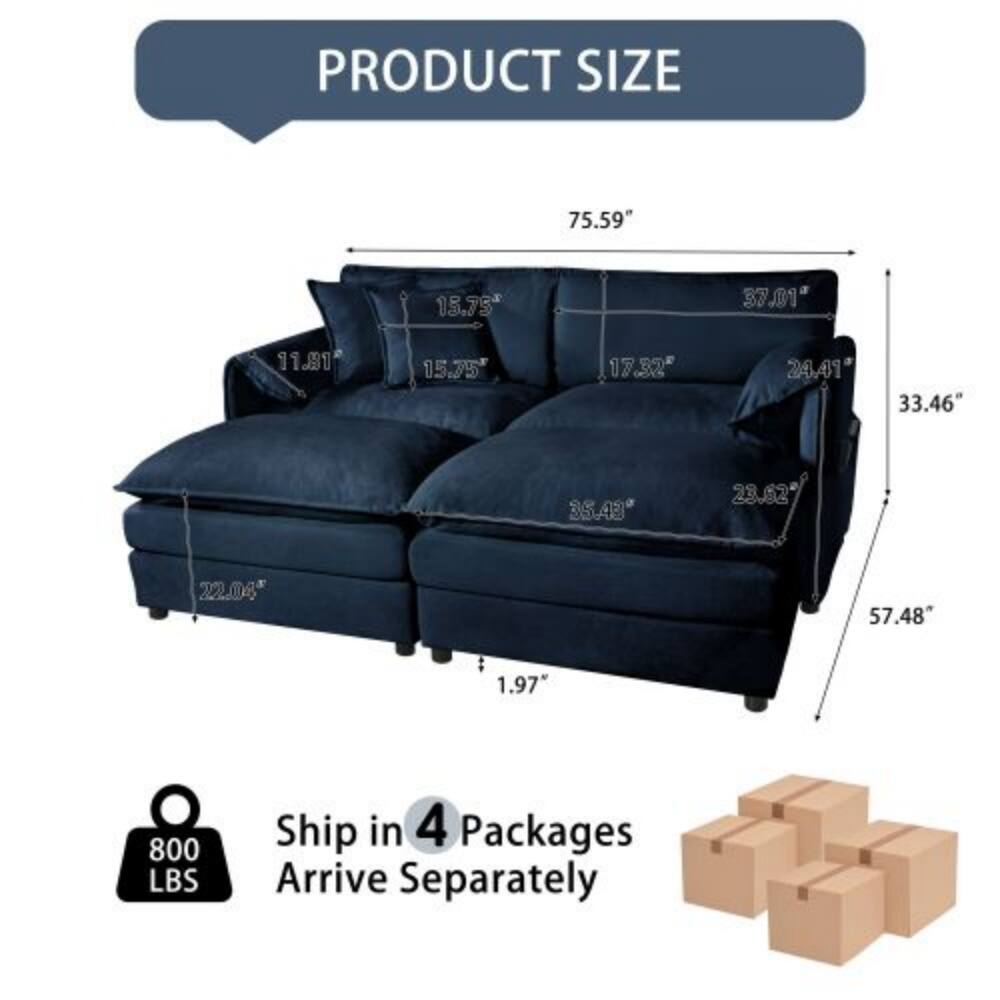 PRODUCT SIZE  
75.59"  
15.75"  
37.01"  
11.81"  
15.75"  
17.32"  
33.46"  
35.49"  
28.62"  
22.04"  
57.48"  
1.97"  
800 LBS  
Ship in 4 Packages  
Arrive Separately