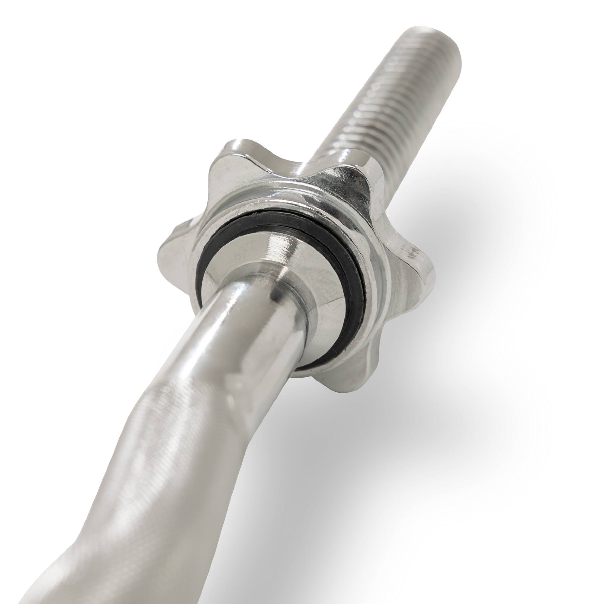 Left. Sunny Health & Fitness - 47" Threaded EZ Curl Chrome Bar - Silver.