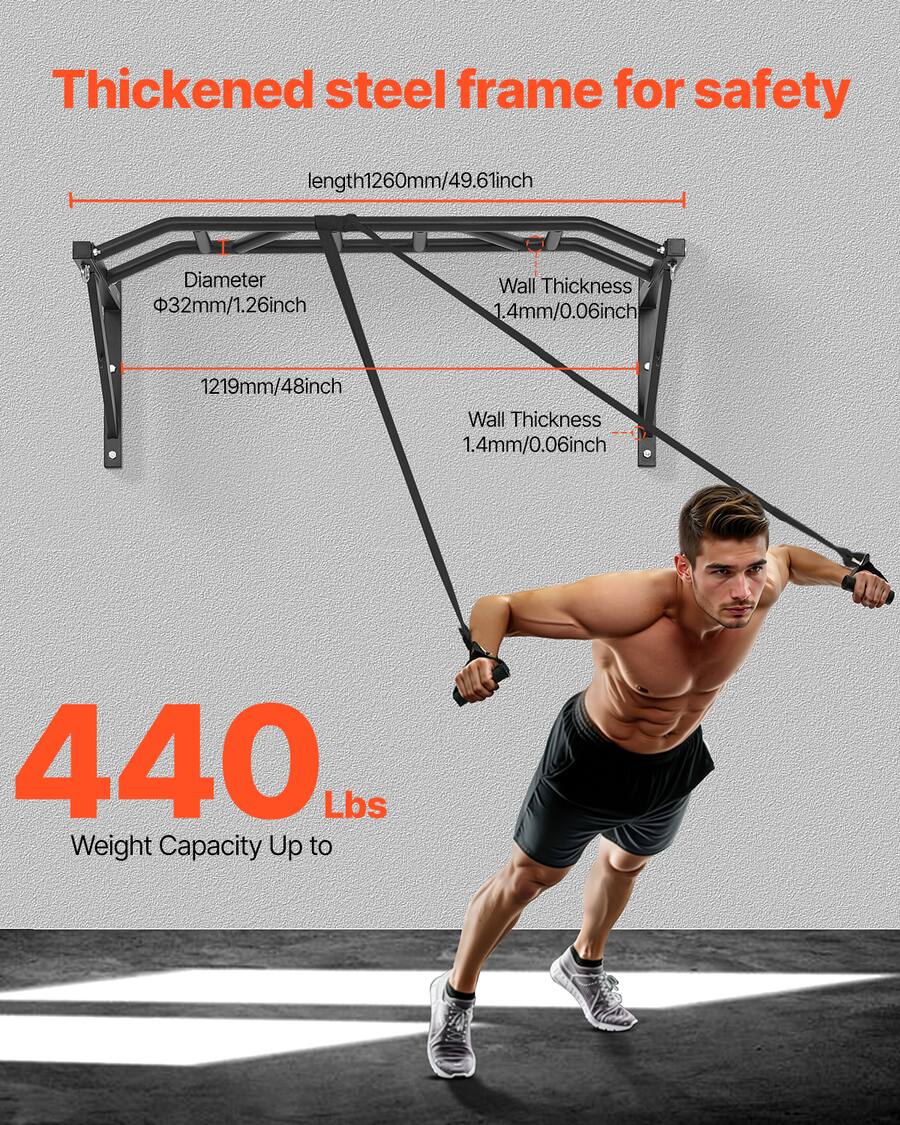 VEVOR Pull Up Bar,Multi Grip Wall Mounted Pull Ups,50in Width