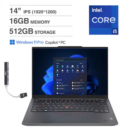 14" IPS (1920*1200)
16GB MEMORY
512GB STORAGE
intel CORE i5
Windows 11 Pro Copilot++PC