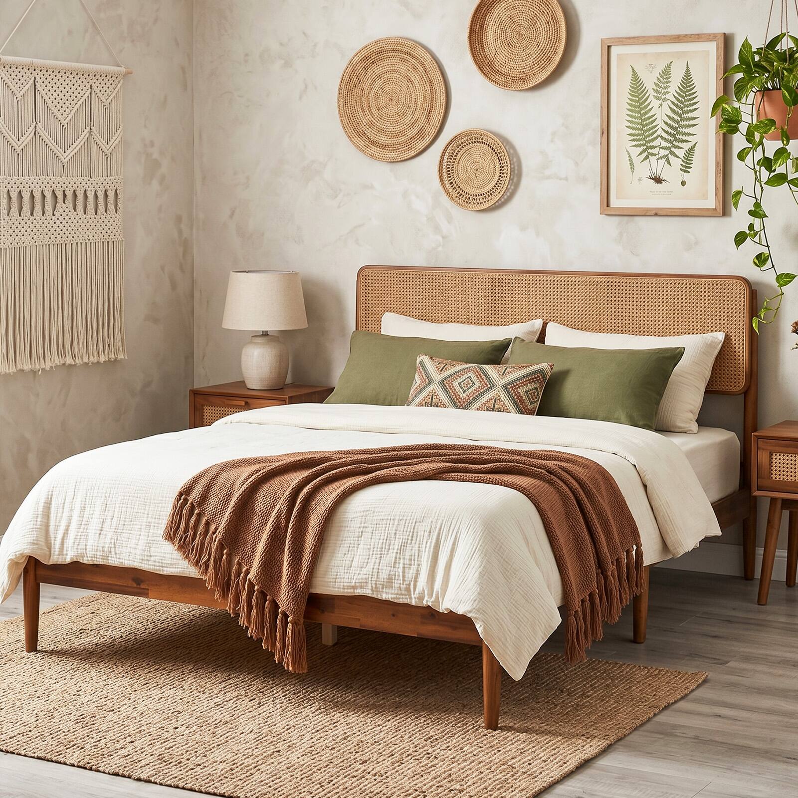 Alt View 3. Costway - Costway Wooden Bed Frame Queen Size with Wooden Slat Support, No Box Spring Needed - Brown.