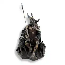 Veronese Design - Bronzed Norse God Odin on Throne with Ravens and Wolves Statue - Bronze