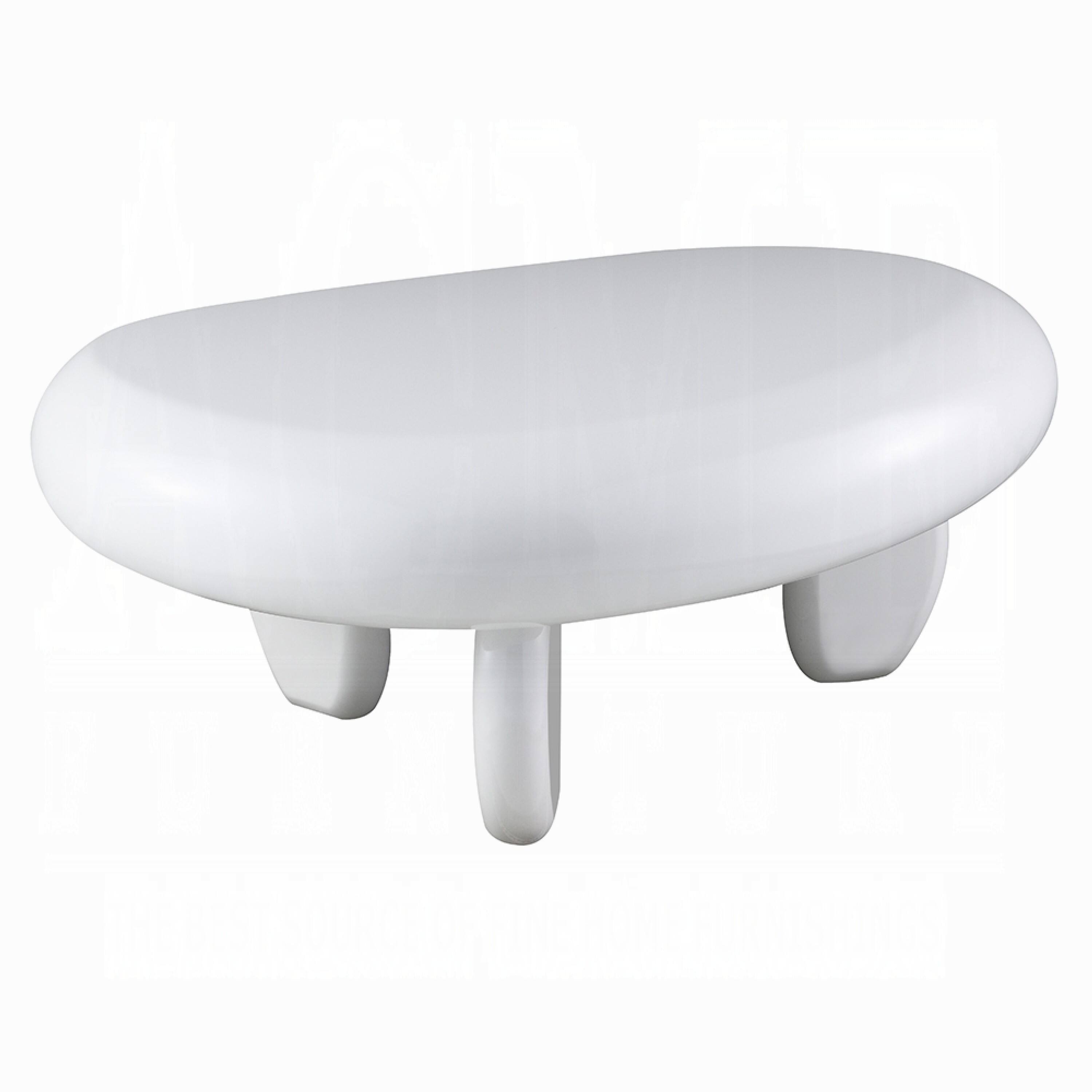 Alt View 1. Manhattan Lane - Vayu Coffee Table, 30 Inch Asymmetric Pebble Design, High Gloss White - White.