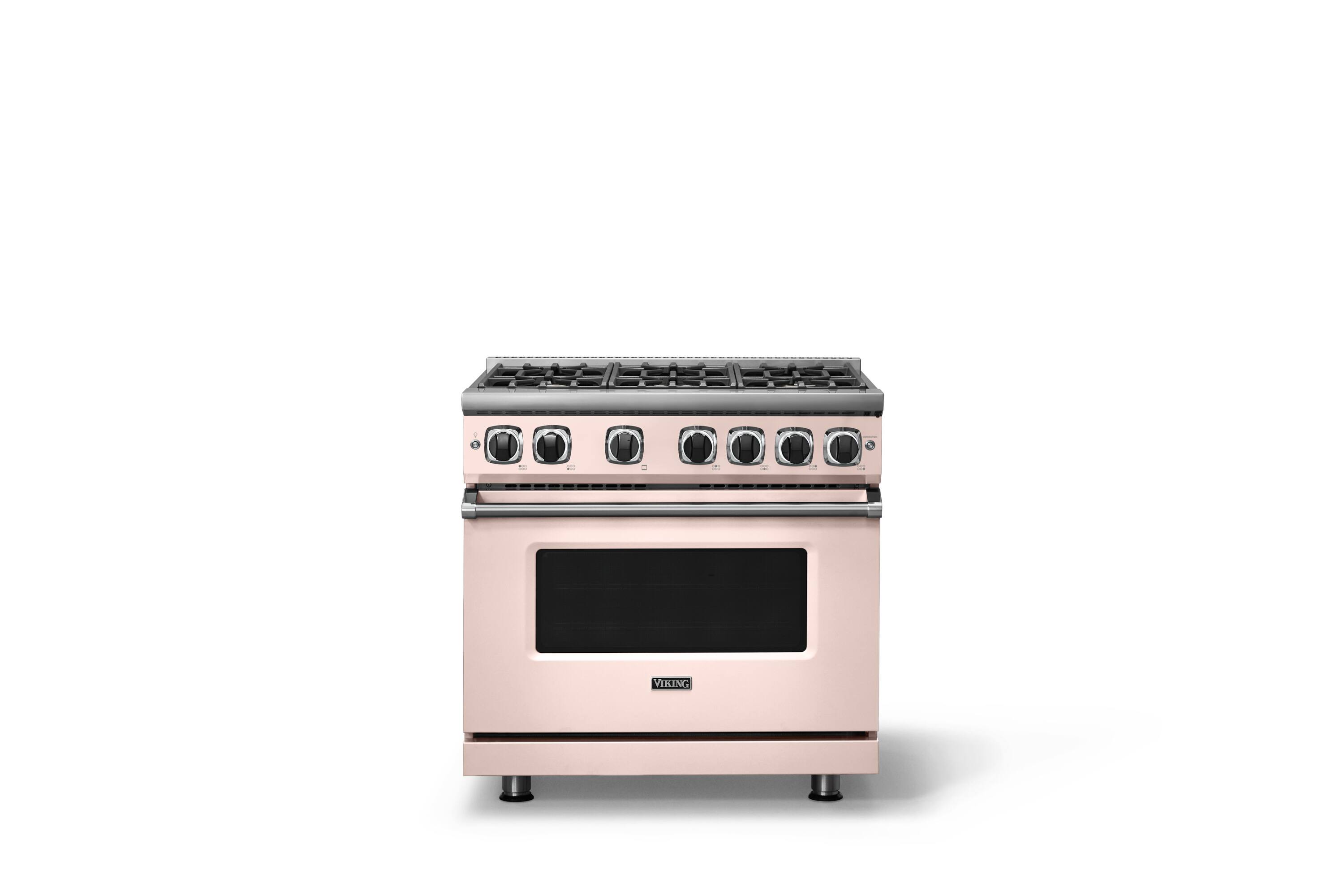 Alt View 4. Viking - Pro 7 Series 5.6 Cu. Ft. Freestanding Sealed 4 Burner Gas Convection Range - Blush - Blush.