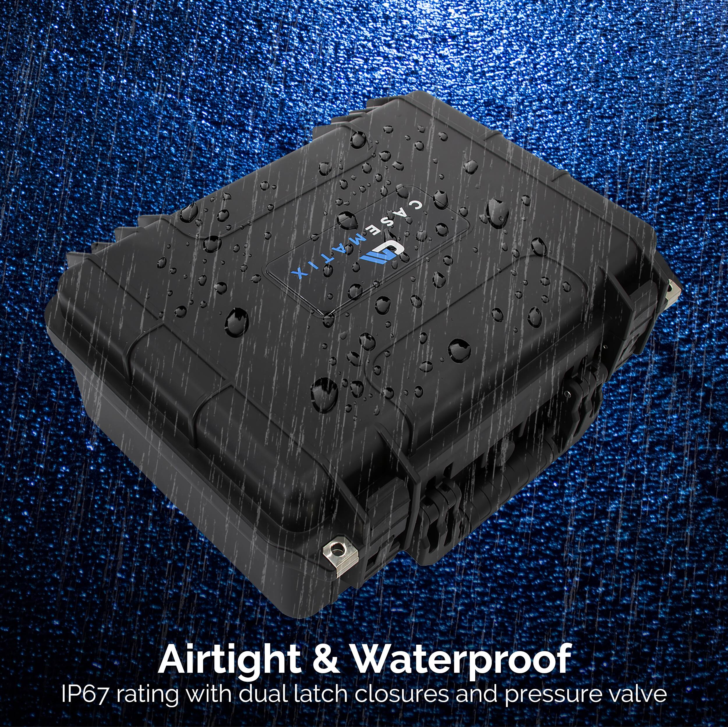 CASEMATIX CASEM Airtight & Waterproof IP67 rating with dual latch closures and pressure valve