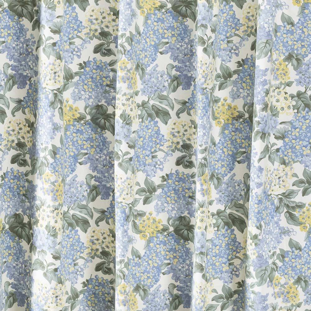 Left. Ellis Curtain - Ellis Hydrangea Classic Pattern Printed High Quality Piped Edge Button Holes Shower Curtain 72"x72" Blue - Blue.