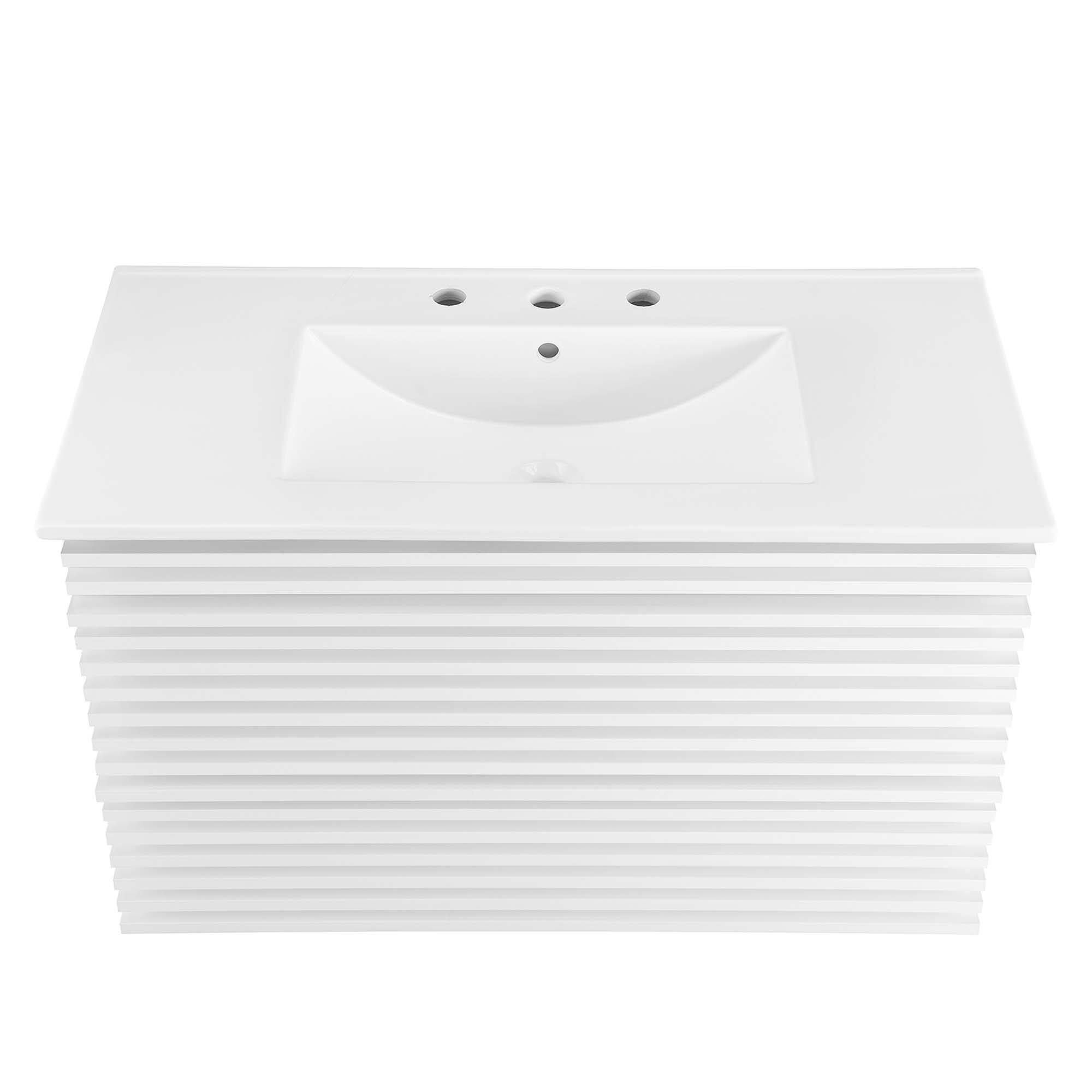 Alt View 4. Modway - Render Wall-Mount Bathroom Vanity with White Basin Included - White White.