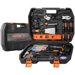 VEVOR - Tool Kit, 96 Piece General Household Hand Tool Set, with Cordless Screwdriver and Portable Tool Storage Case - Orange, Black