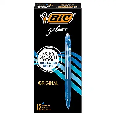 BIC gelocity
EXTRA SMOOTH GEL PEN
LONG LASTING WRITING
ORIGINAL
MEDIUM 0.7 mm
12 GEL PENS