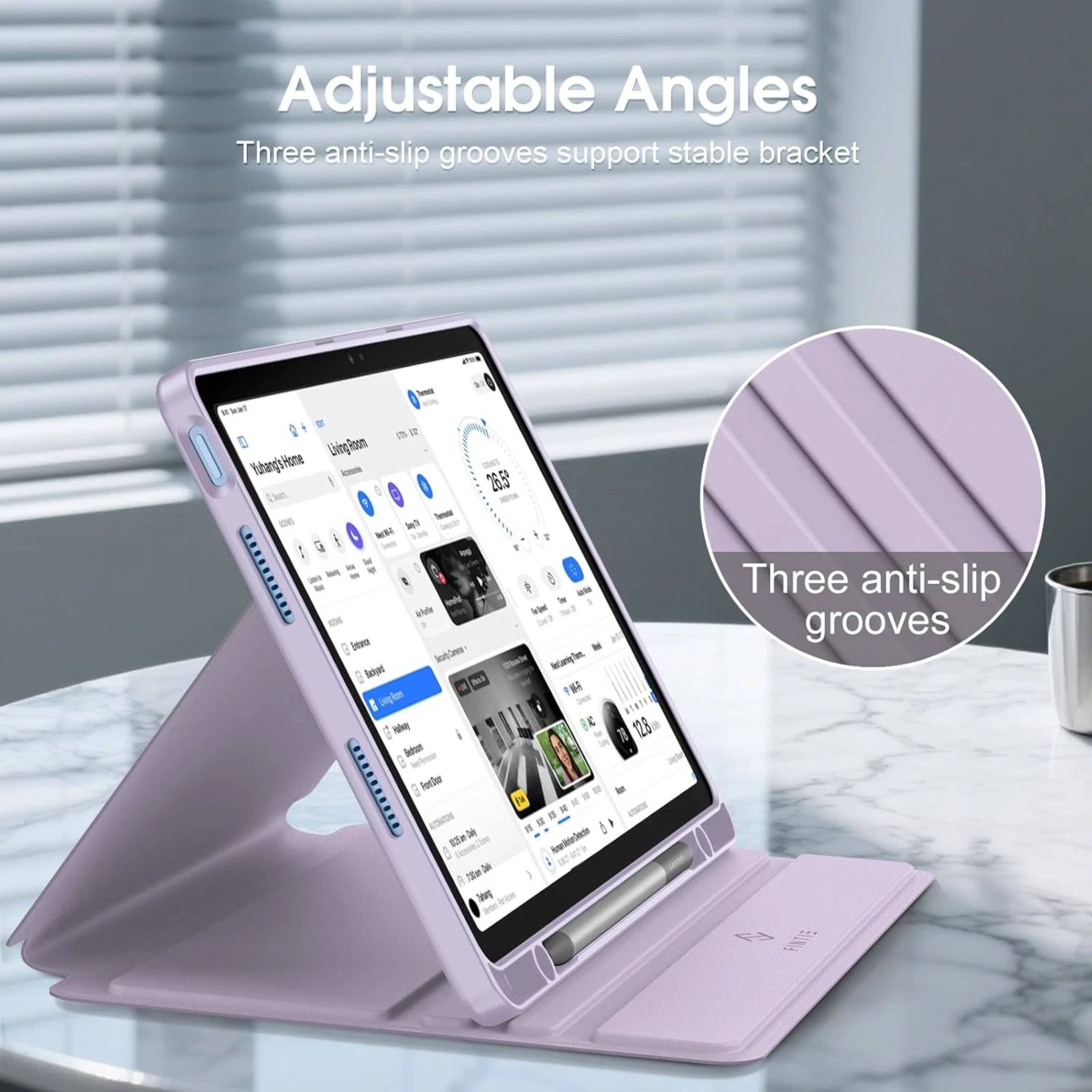 Adjustable Angles  
Three anti-slip grooves support stable bracket  

Mwal Home  
Living Room  
26.5  
12  

Three anti-slip grooves