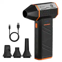 WOLFBOX - Compressed Air Duster, 110000RPM Electric Air Duster, Rechargeable Cordless Mini Turbo Fan for PC Keyboard Cleaner - Black