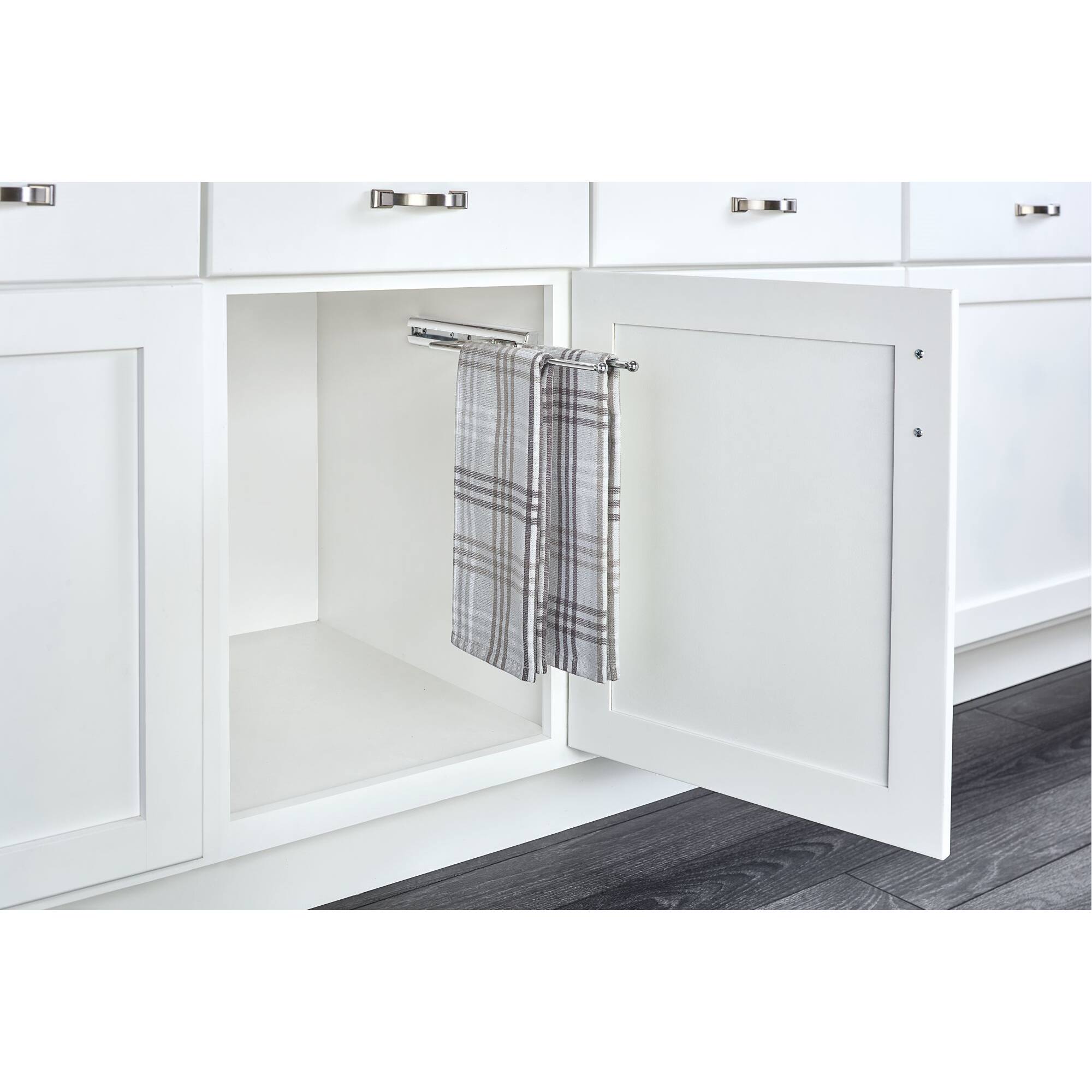 Alt View 3. Rev-A-Shelf - Rev-A-Shelf Pullout Dish Towel Bar Under Kitchen Cabinet, Chrome, 563-51-C - White.