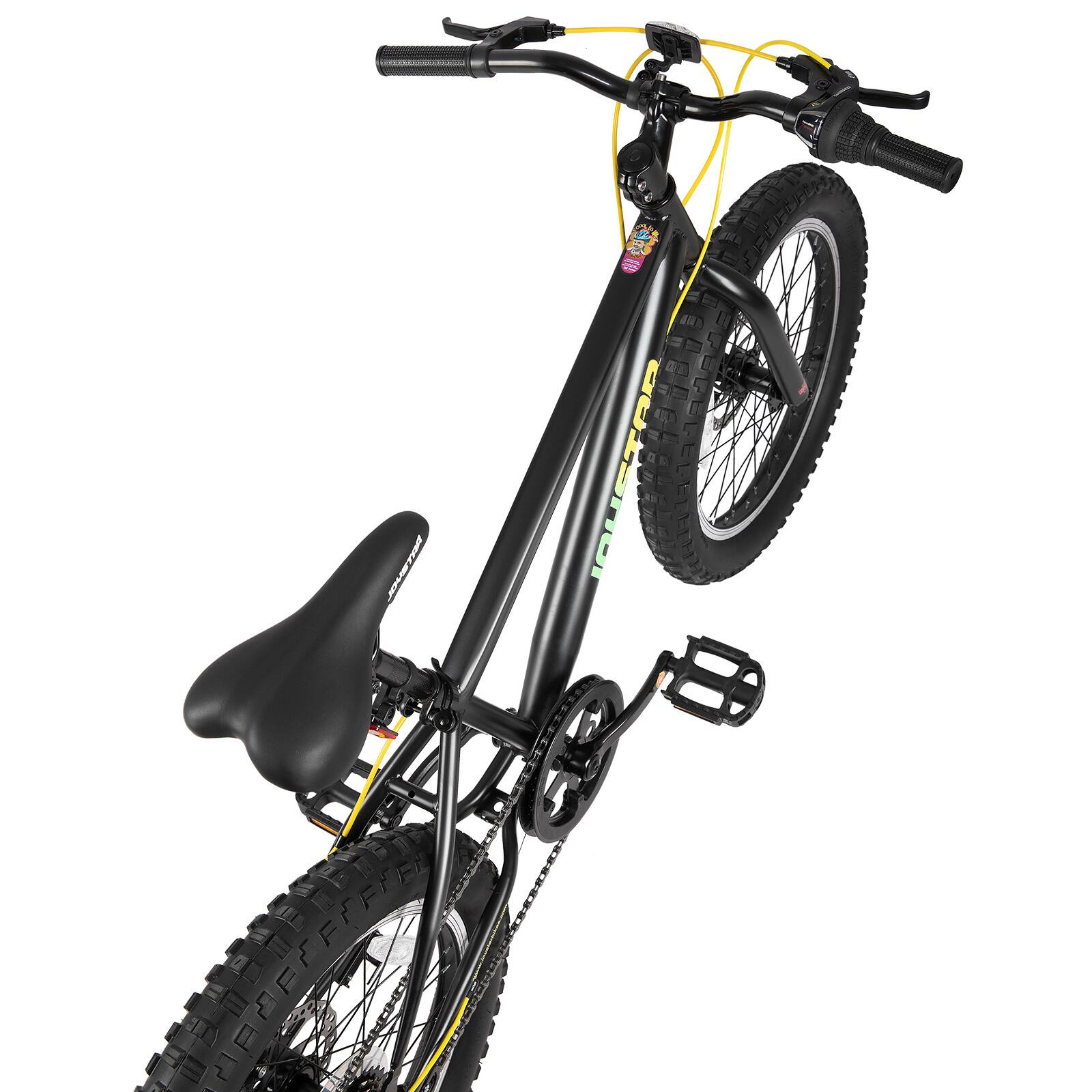 Alt View 4. JOYSTAR - JOYSTAR 20 Inch Mountain Bike for Kids Ages 7-13, 7 Speed Disc Brakes MTB, Fat Tire Kids Bicycles for Boys Girls, Black - Black.