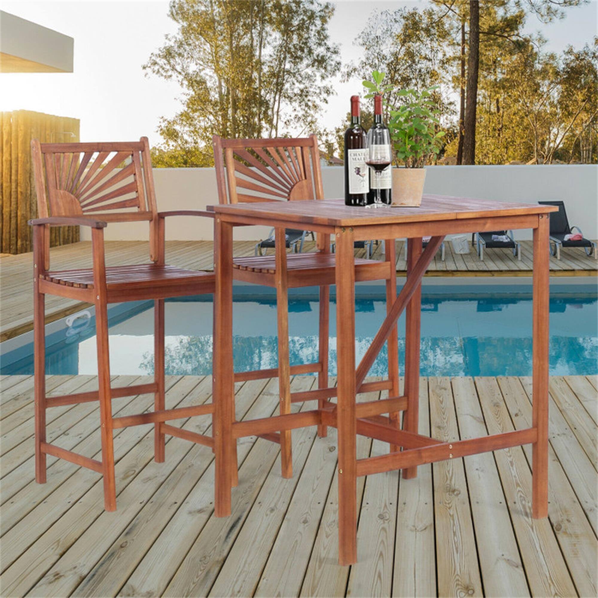 Alt View 7. Boyel Living - Acacia Brown 3Piece Acacia Wood Bar Set Acacia Wood Construction - Brown.
