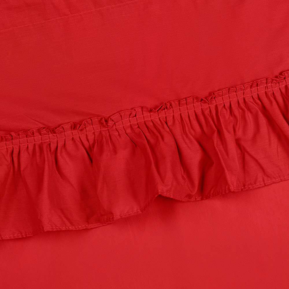 Left. Ellis Curtain - Ellis Curtain Stacey 1.5" Rod Pocket Ruffled Window Treatment Filler Valance 54"x13" Red - Red.