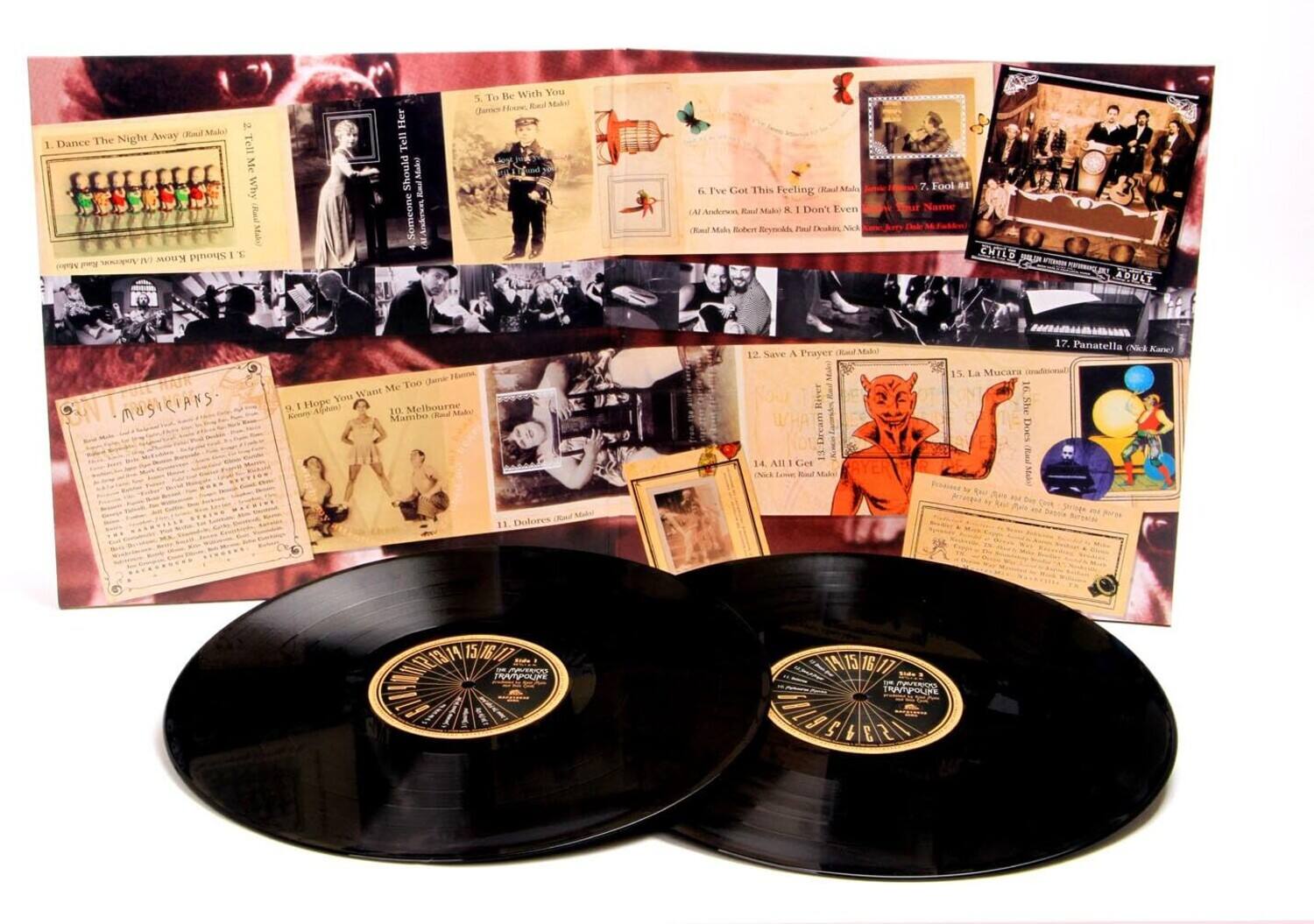 Sure, here is the corrected and grouped text from the image:

---

**Side 1**

1. Dance The Night Away (Dolores Mako)
2. Someone Should Tell Her (Dolores Mako)
3. To Be With You (James Flouse, Dolores Mako)
4. I've Got This Feeling (A. Anderson, Dolores Mako & I. Don't Even) (Dolores Mako, Robert Reynolds, Paul Deakin, Nick)
5. Fool #1 (Dolores Mako)
6. I Hope You Want Me Too (Dolores Mako)
7. Melbourne (Dolores Mako)
8. Save A Prayer (Dolores Mako)
9. La Mucara (Nick Kane)
10. Panatella (Nick Kane)

**Side 2**

11. Dolores (Dolores Mako)
12. A Little Love (Dolores Mako)
13. La Mucara (Nick Kane)
14. Panatella (Nick Kane)
15. She Does (Nick Kane)
16. Panatella (Nick Kane)
17. Panatella (Nick Kane)

**Additional Text**

- **CH