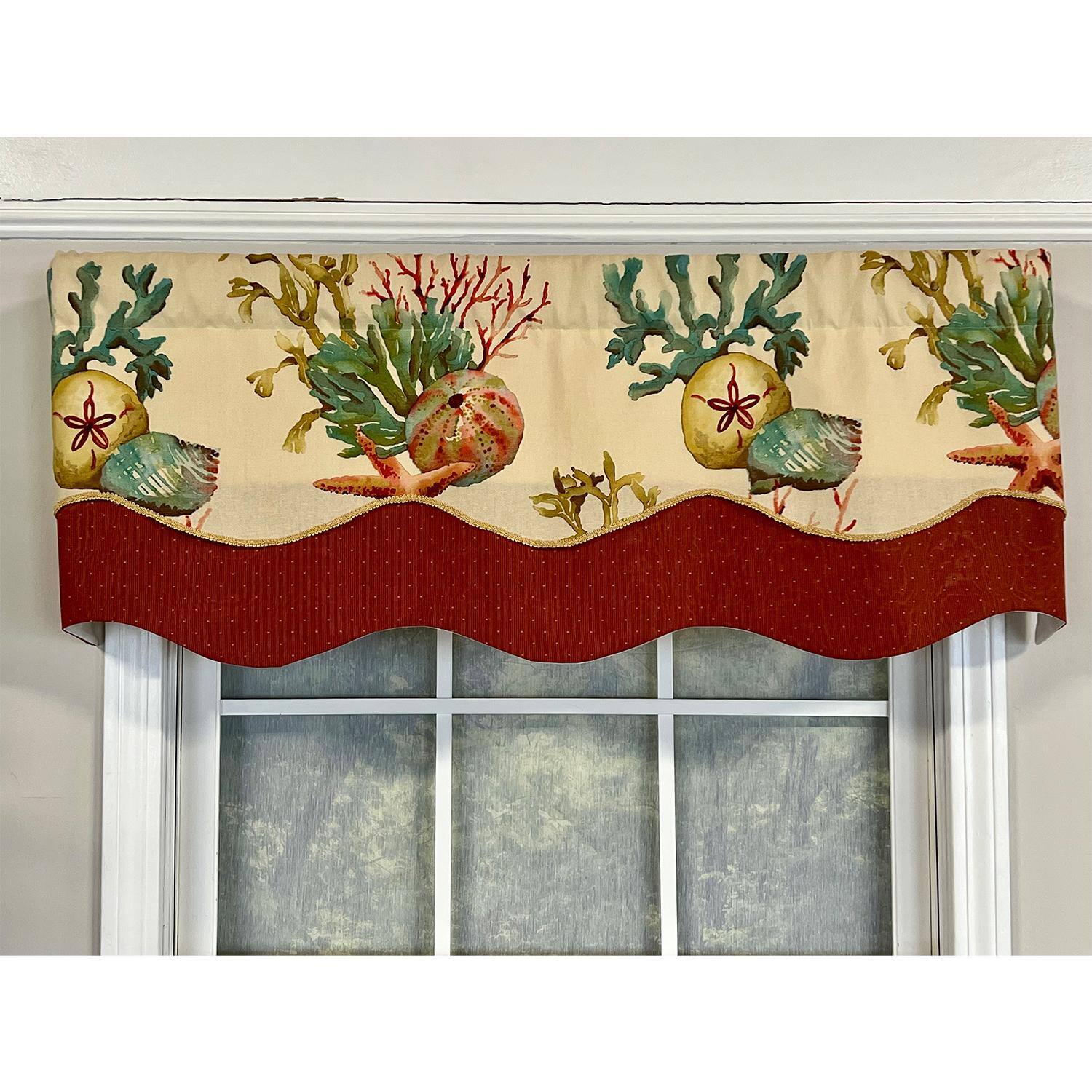 Angle. RLF Home - RLF Home Seabed Glory Window Treatment Valance 3" Rod Pocket 50" x 16" Oyster - Oyster.
