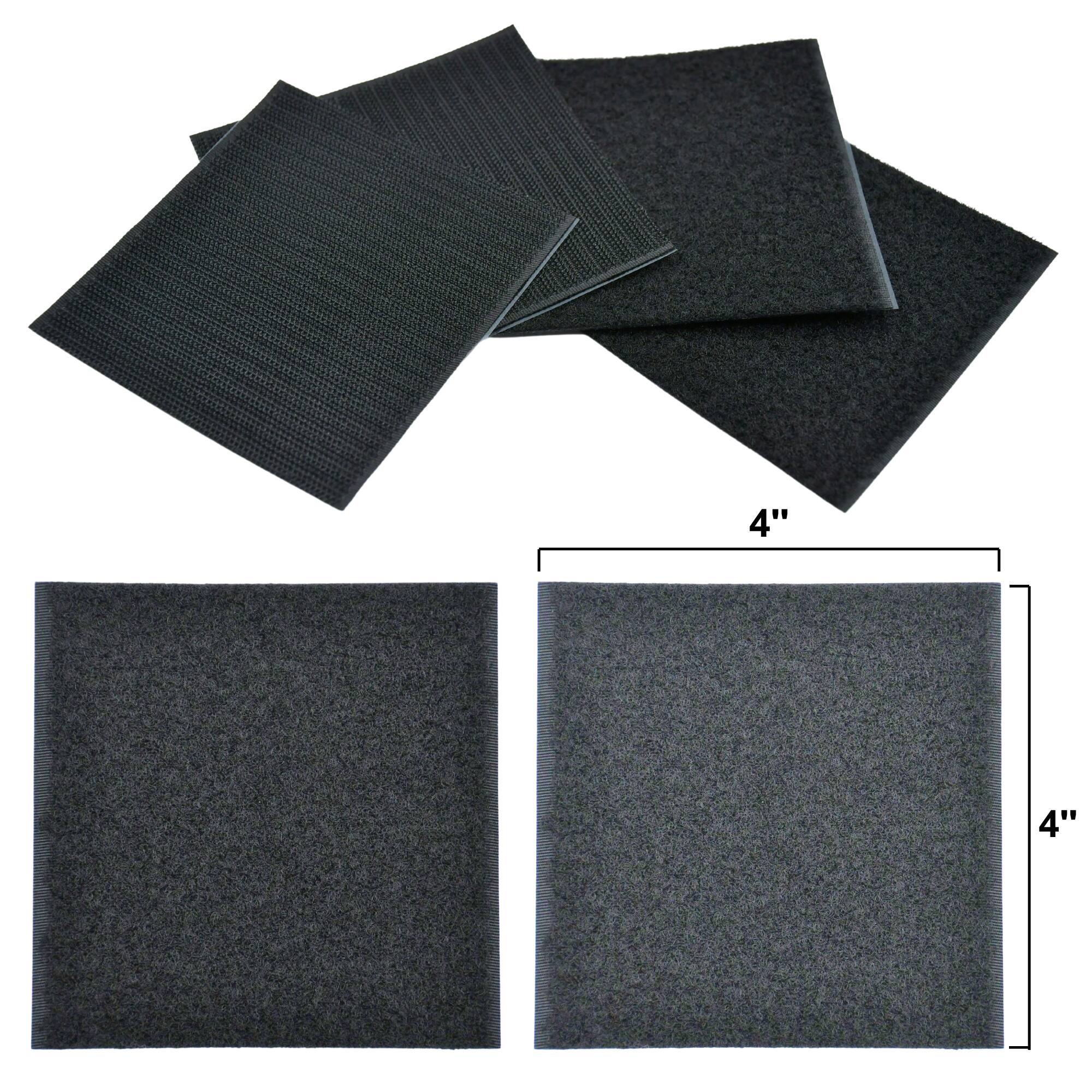 Alt View 8. Grizzly Supply - 4"x4" Adhesive Hook and Loop Square 2/pk - Black.