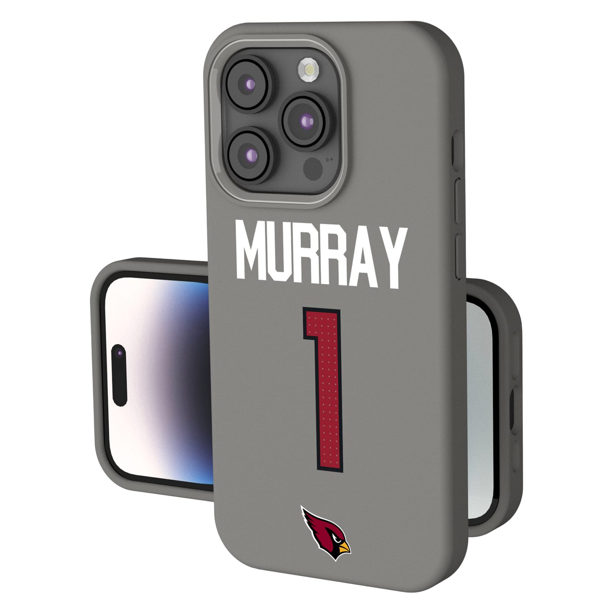 Front. Keyscaper - Kyler Murray Gray Arizona Cardinals Ready Soft Touch iPhone Case - 14 Pro - Gray.