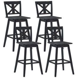 Gymax - 4PCS Swivel Bar Stools 29'' Counter Height Chairs w/ Footrest - Black