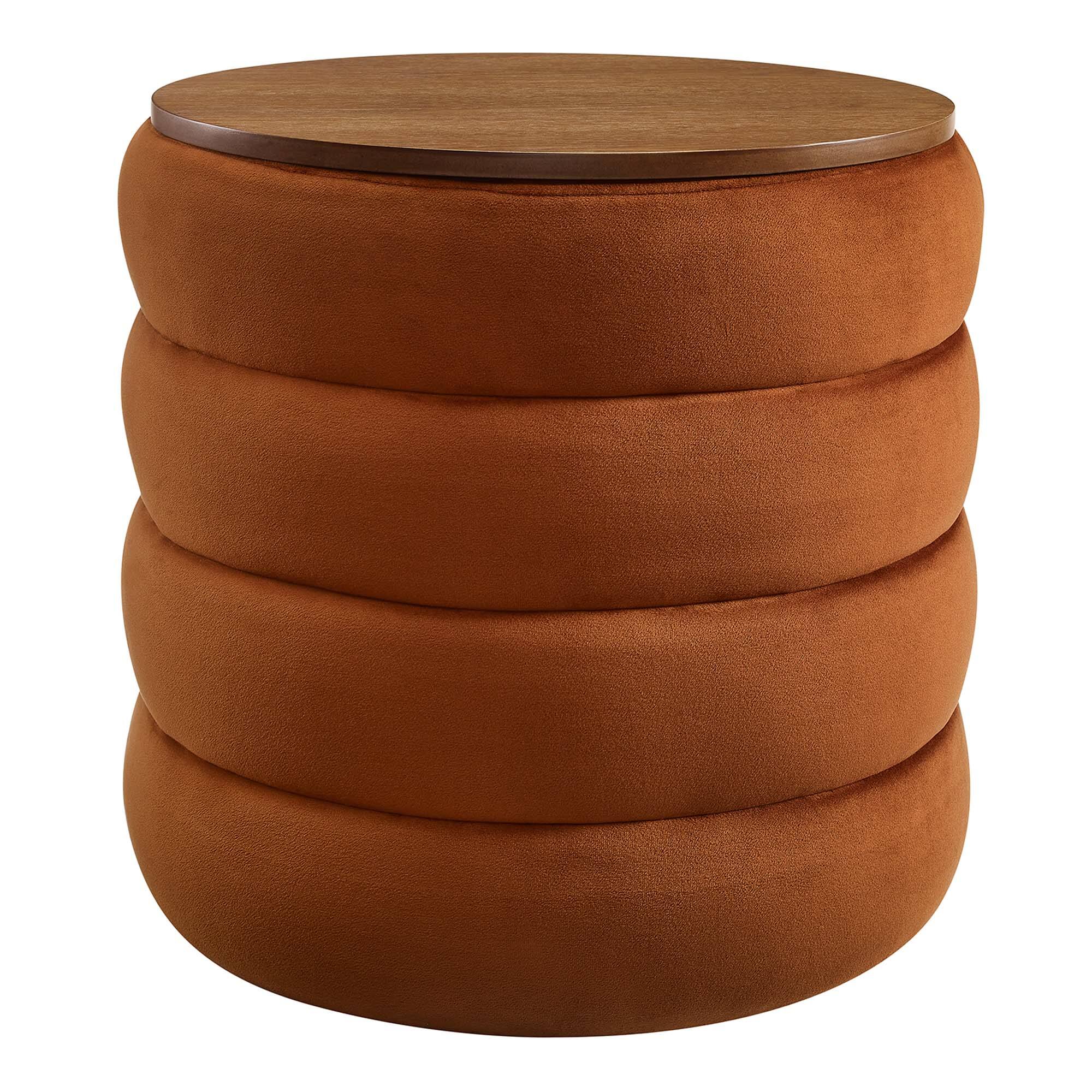Angle. Modway - Mezzo Round Performance Velvet Storage Ottoman by Modway - Rust.