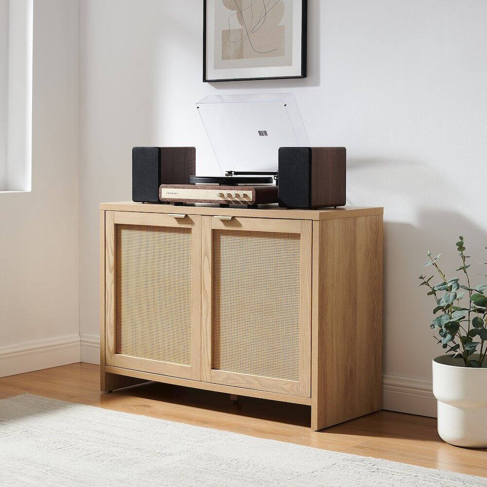 Alt View 1. Crosley Furniture - Kenji Record Player Cabinet with Vinyl Storage, Media Stand - White.
