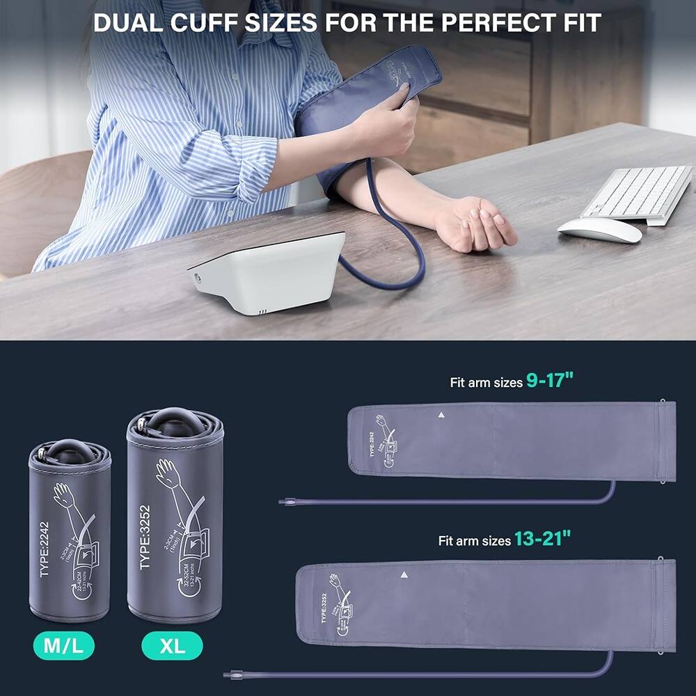 DUAL CUFF SIZES FOR THE PERFECT FIT

Fit arm sizes 9-17"  
TYPE:2242  
M/L  

Fit arm sizes 13-21"  
TYPE:3252  
XL