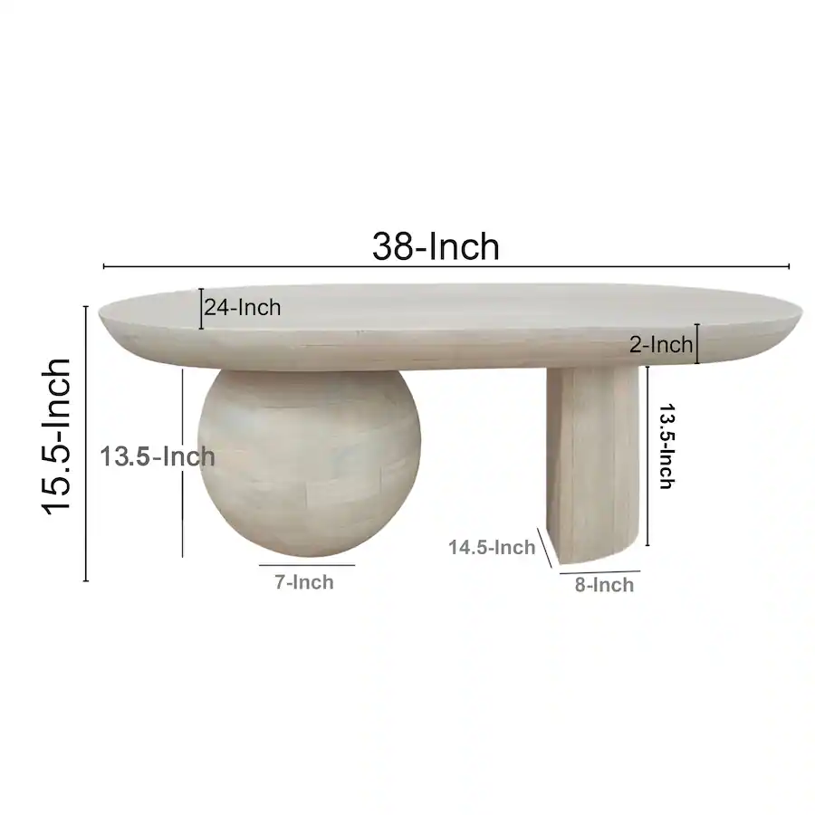Manhattan Lane 38 Inch Coffee Table, Oblong Mango Wood Top with a ...