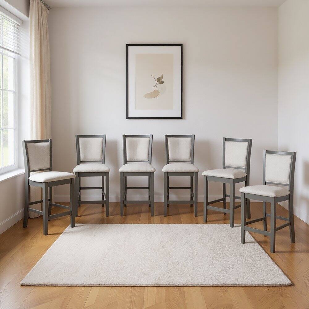 Alt View 2. New Classic Furniture - Amy Wood Counter Chair in Gray (Set of 6) - Gray.