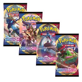 Pokémon - Pokemon SS1 Sword & Shield Art Set | 4 Booster Packs (One of Each Artwork)