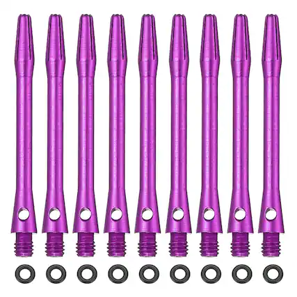 Front. Unique Bargains - Dart Shafts for Steel Tip, Medium 2BA Thread Aluminum Shaft Set, 48mm & 25 Set - Fits Darts Training/Sharpener - Purple.