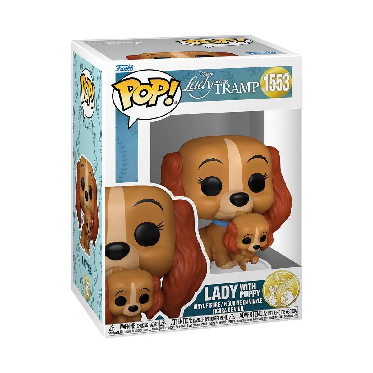 Funko, Disney, 1553, POP!, Lady TRAMP, LADY WITH PUPPY, FIGURINE EN VINYLE, VINYL FIGURE, FIGURA DE VINIL, ADVERTENCIA: PELIGRO, ATTENTION: DANGER, WARNING: CHOKING HAZARD, pequeños pequeños, petites petites, petit petit, pequeños pequeños