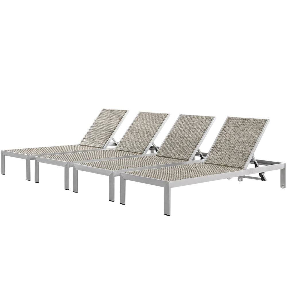 Front. Outdoor Escape - Aluminum Patio Lounge Chairs Set Of 4 With Sturdy Frame For Outdoor Spaces - Gray.