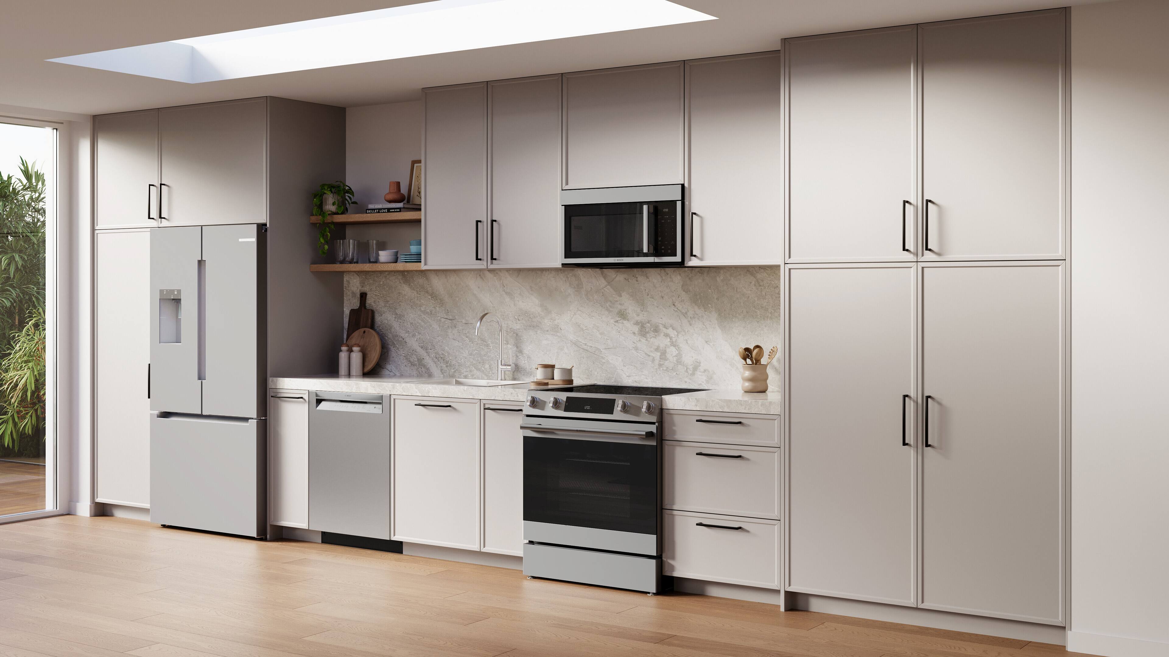 Alt View 12. Bosch - 300 Series 5.8 Cu. Ft. Slide-In Electric Convection Range - Stainless Steel.
