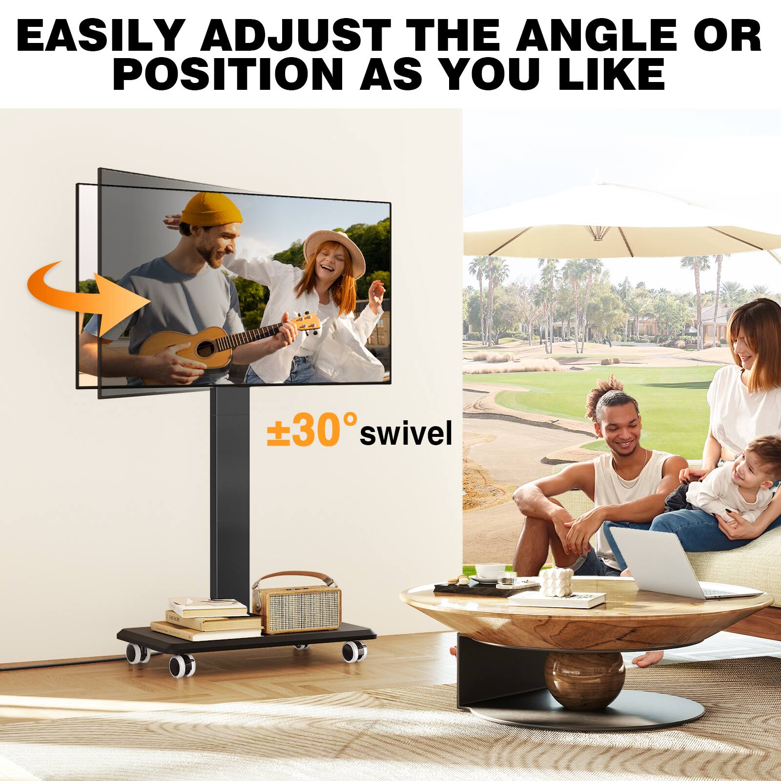 Rfiver Compatible with 32 70 inch mobile wall mounted TV stands Black ...