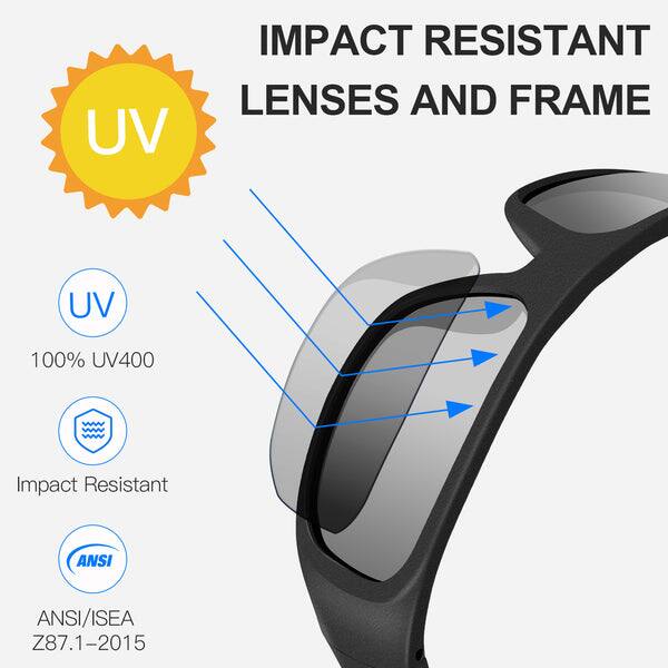 IMPACT RESISTANT LENSES AND FRAME

- UV
  - 100% UV400
- Impact Resistant
- ANSI/ISEA Z87.1-2015