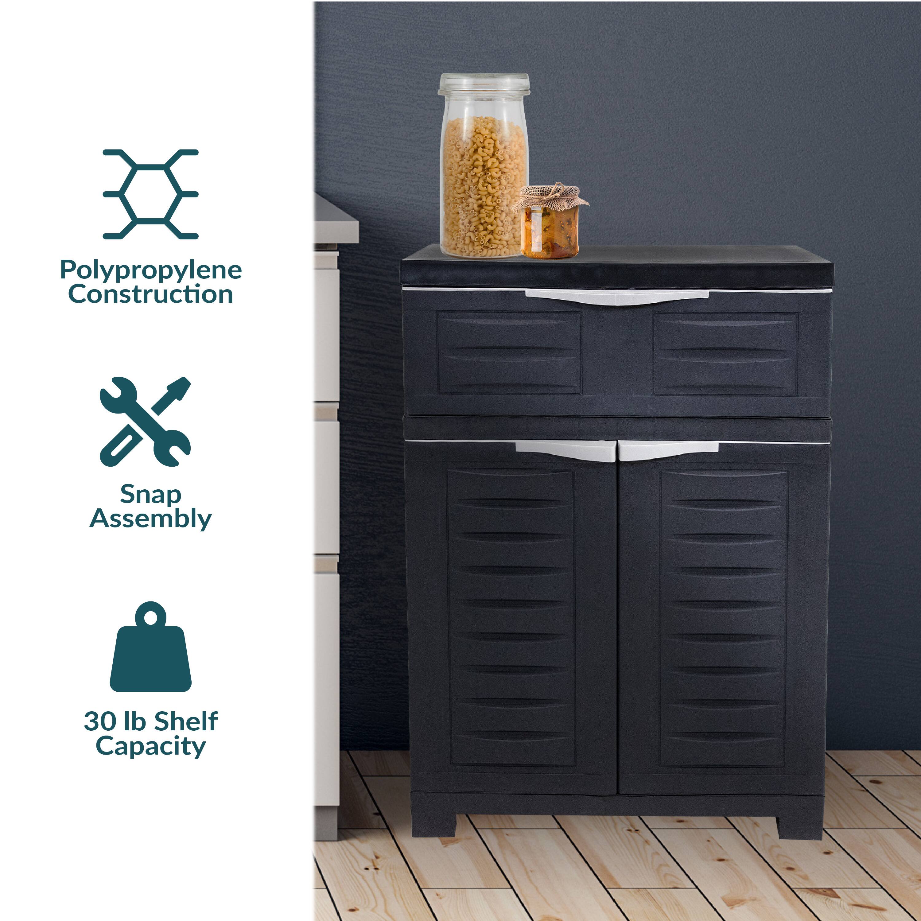 Polypropylene Construction  
Snap Assembly  
30 lb Shelf Capacity