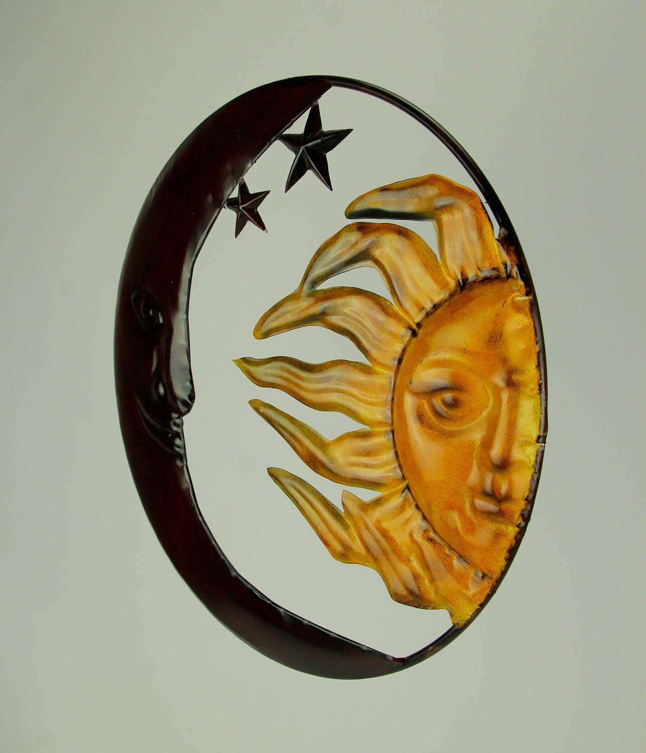 Alt View 1. Mayrich Company - Metal Art Celestial Sun and Moon Indoor Outdoor Wall Decor - Brown.